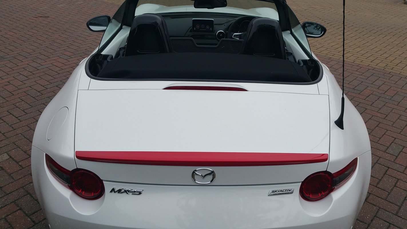 The newly fitted boot lid spoiler