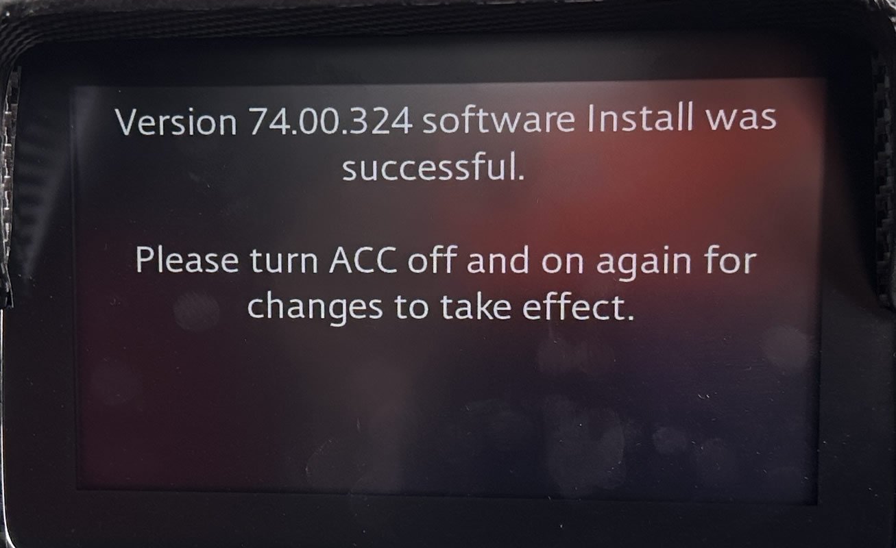 MX-5 software 74.00.324 update completed
