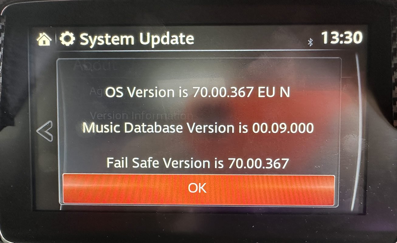 Starting infotainment version number 70.00.367 EU N